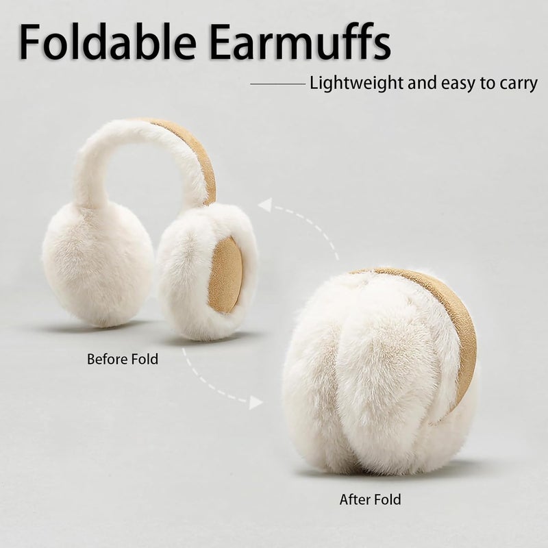 Kedofe Ear Muffs for Winter Women Foldable Fuzzy Cold Outdoor Earmuffs Soft Faux Furry Ear Warmers Covers - Image 3